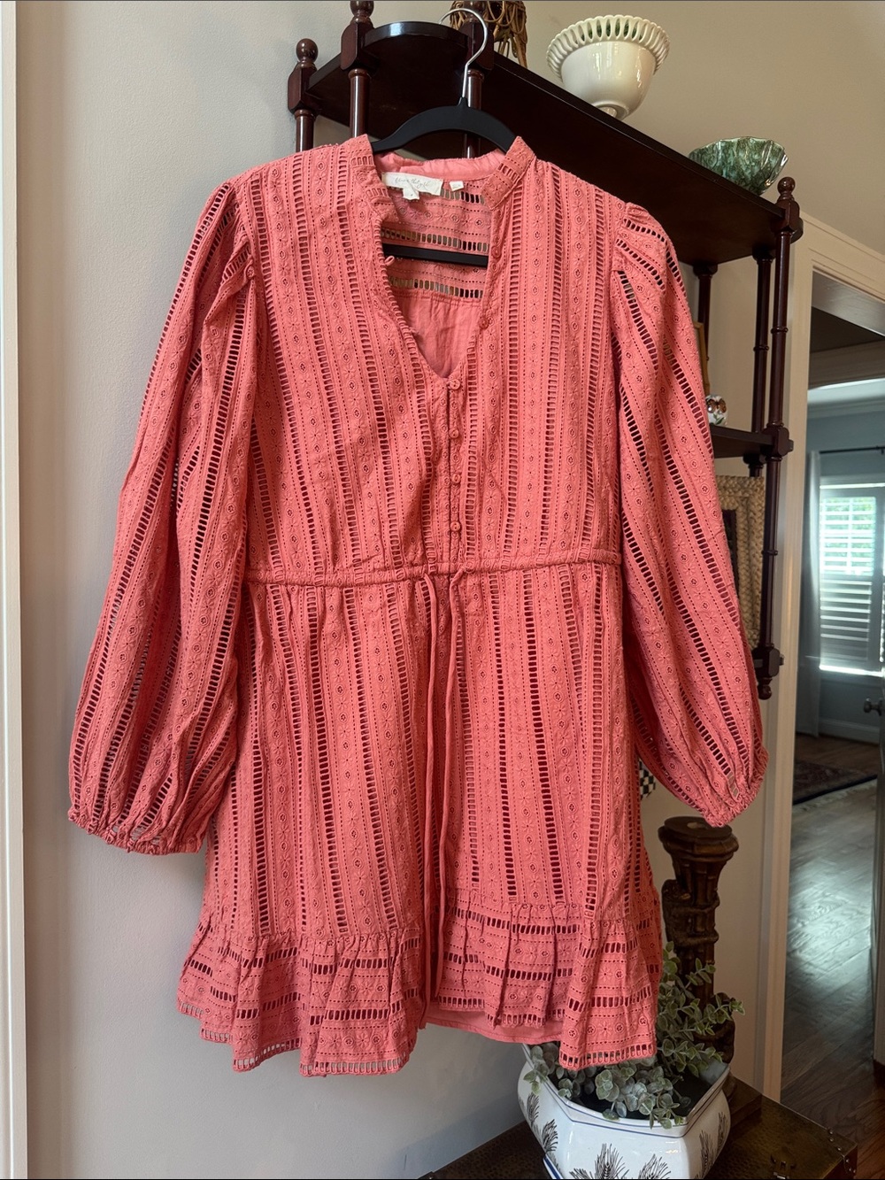 Anthropologie forever that girl Eyelet Tunic Dress in Coral